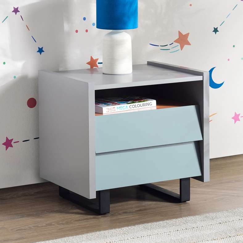 ORWELLA KIDS NIGHTSTAND WITH 2 DRAWER - LIGHT GREY BLUE
