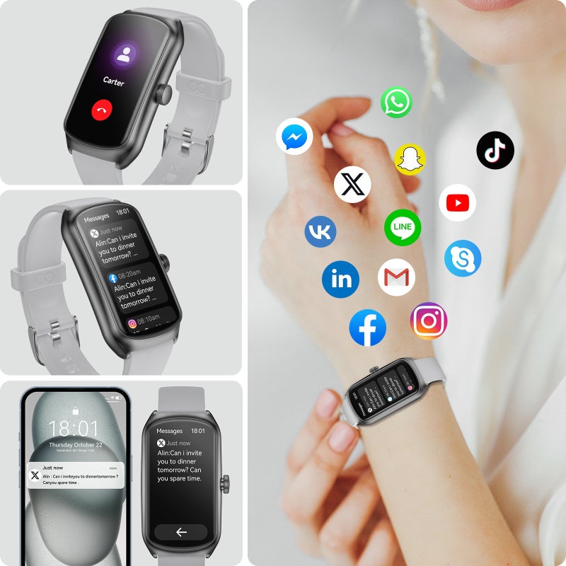 ساعة ذكية: بيضاء ومقاومة للماء بناءً على معيار IP68 - مراقب لياقة بدنية يحتوي على أكثر من 100 وضع رياضي لتحليل الصحة والنوم على مدار الساعة واليوم، تنبيهات رسائل واتصالات ذكية للرجال والنساء الأنشطة الرياضية اليومية في الهواء الطلق والداخلية - Image 2