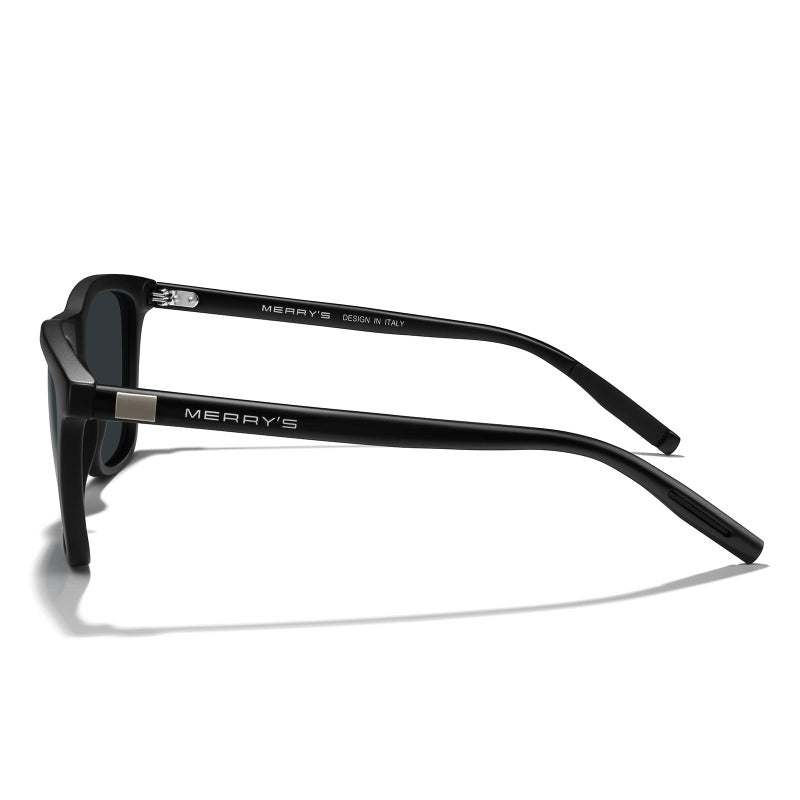 MERRY'S Unisex Polarized Sunglasses for Women Men Classic Retro Designer Style Aluminum Legs (Matte black Frame/Black Lens/Black Temples, 54) - Image 3