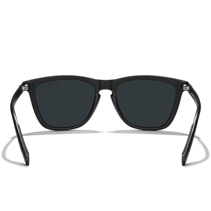 MERRY'S Unisex Polarized Sunglasses for Women Men Classic Retro Designer Style Aluminum Legs (Matte black Frame/Black Lens/Black Temples, 54) - Image 4