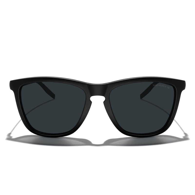 MERRY'S Unisex Polarized Sunglasses for Women Men Classic Retro Designer Style Aluminum Legs (Matte black Frame/Black Lens/Black Temples, 54) - Image 2