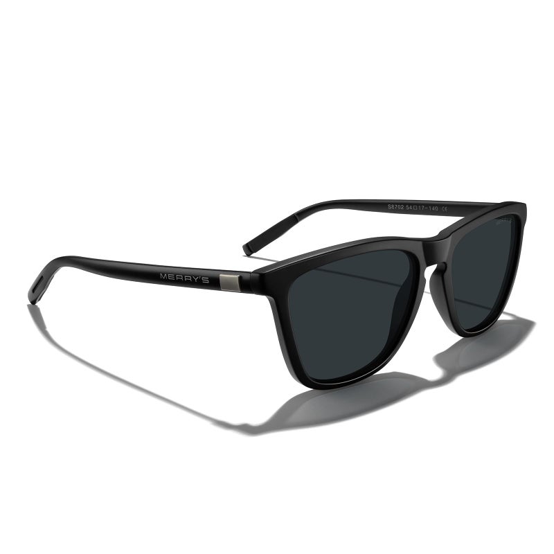 MERRY'S Unisex Polarized Sunglasses for Women Men Classic Retro Designer Style Aluminum Legs (Matte black Frame/Black Lens/Black Temples, 54) - Image 5