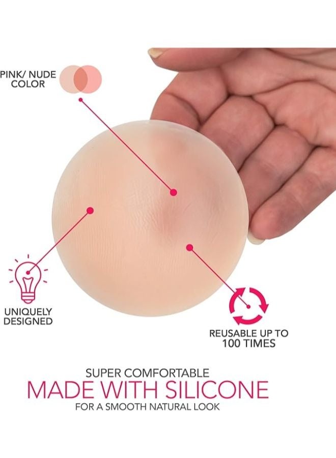 2 Pairs of Women Reusable Adhesive Invisible Pasties Nippleless Covers And No Glue Nipple Covers - Image 3