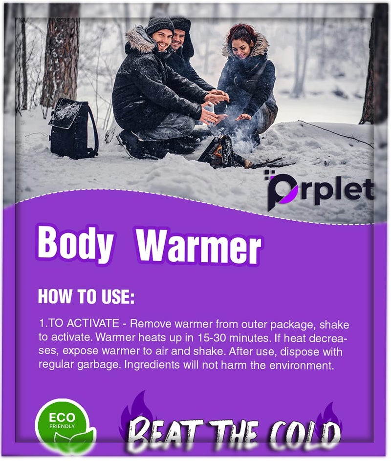 Prplet Body Warmer Patches Pack of 5 | 8+ Hrs Heat | Winter Travel, Camping, Trekking Essentials & Accessories | Outdoor Heat Patch for Men, Women & Kids | Eco-Friendly Disposable - Image 1