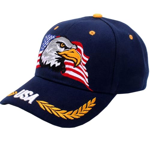 IZUS USA-Flag Eagles-Hat American Baseball-Cap Embroidered Navy - Image 1