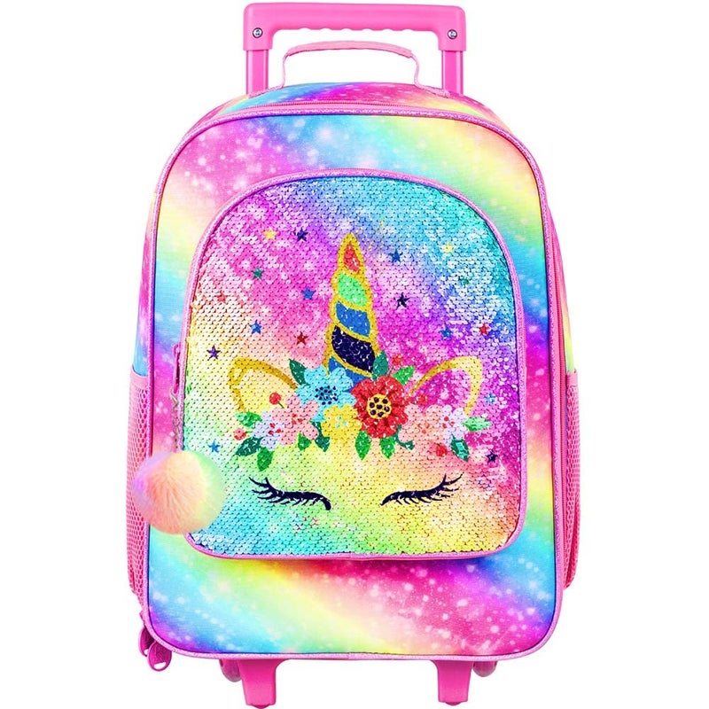 CCJPX Kids Suitcase for Girls, Unicorn Rolling Travel Carry on Luggage for Toddler Children with Wheels(Pink) - Image 3