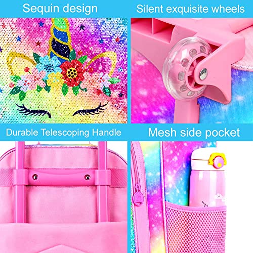 CCJPX Kids Suitcase for Girls, Unicorn Rolling Travel Carry on Luggage for Toddler Children with Wheels(Pink) - Image 5