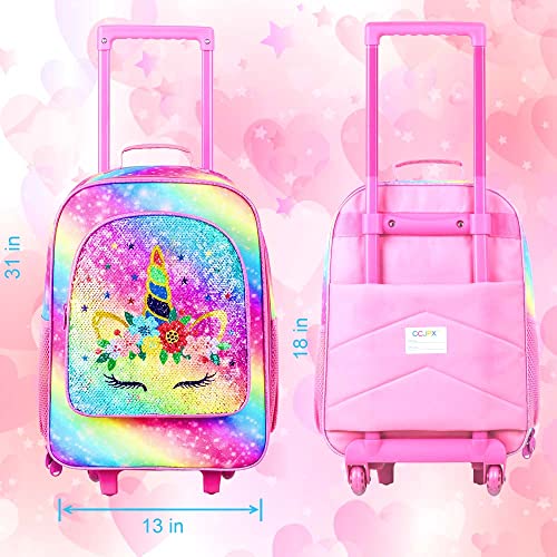 CCJPX Kids Suitcase for Girls, Unicorn Rolling Travel Carry on Luggage for Toddler Children with Wheels(Pink) - Image 4