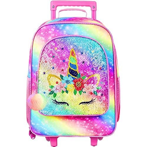 CCJPX Kids Suitcase for Girls, Unicorn Rolling Travel Carry on Luggage for Toddler Children with Wheels(Pink) - Image 1