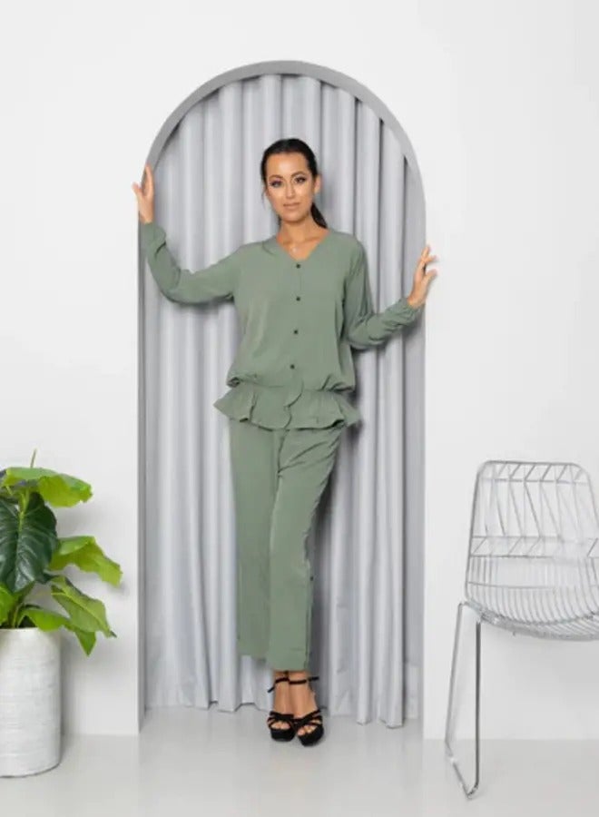 Ideal Olive Pant and Elasticized Top Set - Image 1