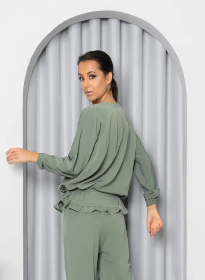 Ideal Olive Pant and Elasticized Top Set - Image 2