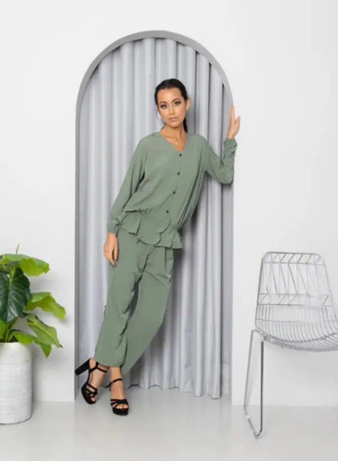 Ideal Olive Pant and Elasticized Top Set - Image 3
