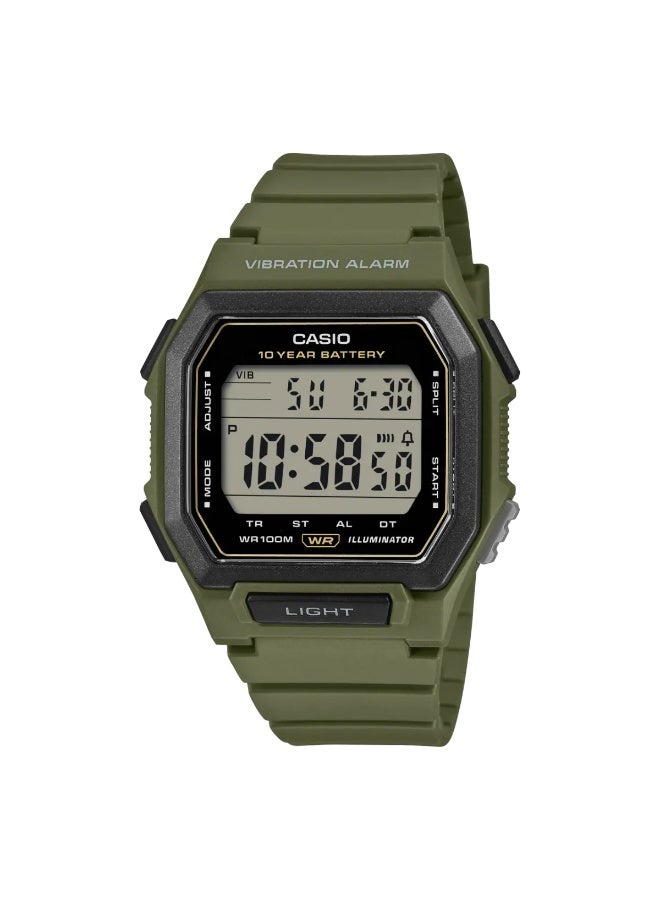 Casio Digital Wrist Watch with Vibration Alarm and 100M Water Resistance, Olive Green - Image 3