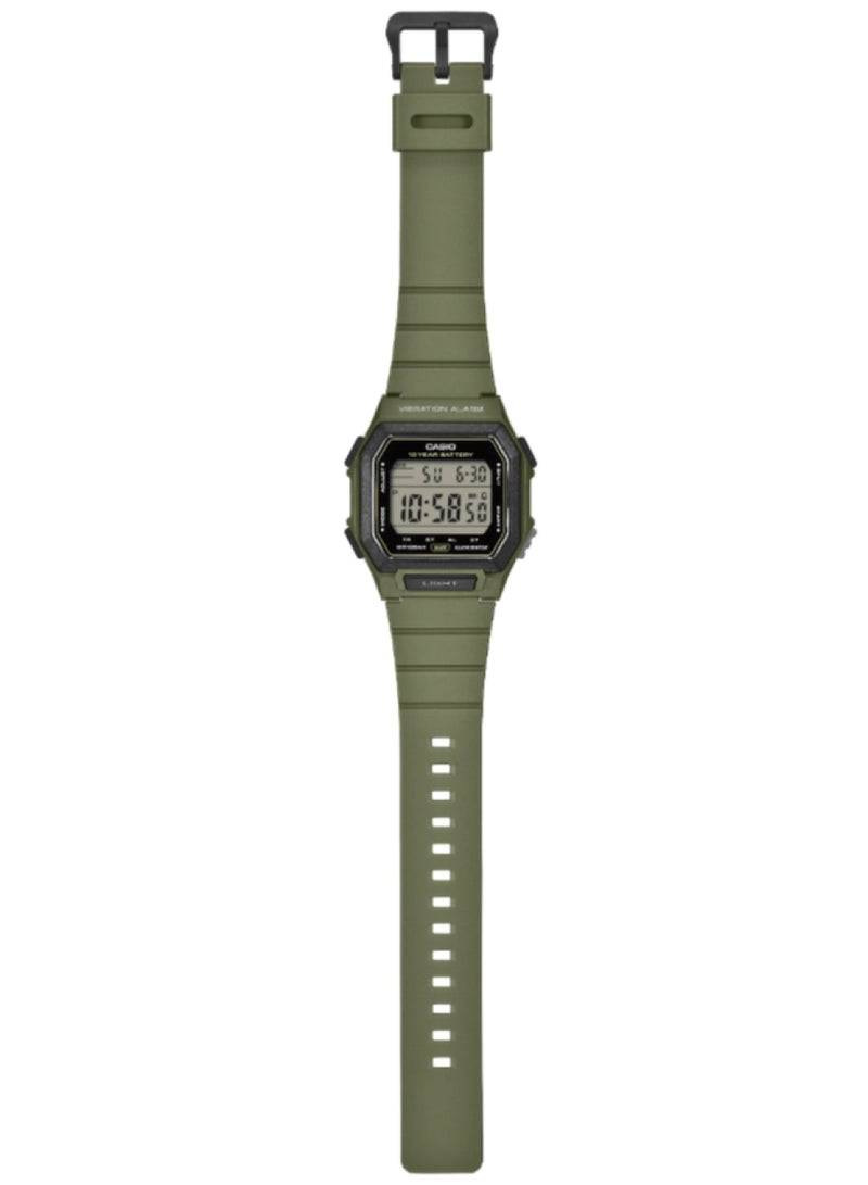 Casio Digital Wrist Watch with Vibration Alarm and 100M Water Resistance, Olive Green - Image 1