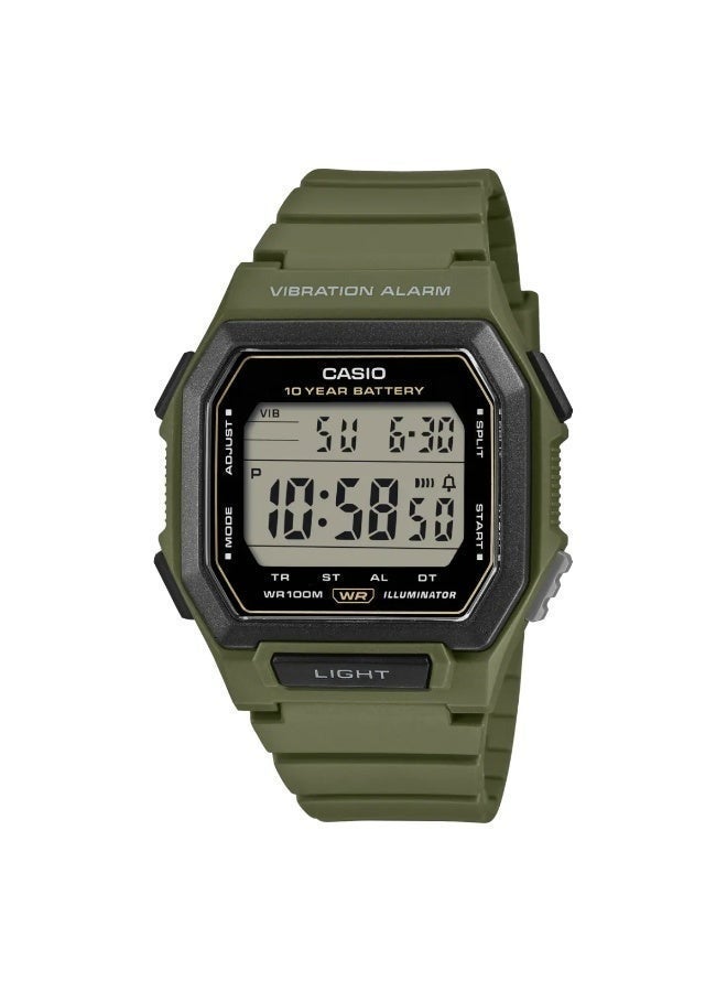 Casio Digital Wrist Watch with Vibration Alarm and 100M Water Resistance, Olive Green - Image 1