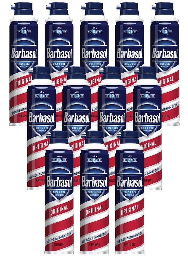 Barbasol Original Thick and Rich Shaving Cream for Men, 6 oz., Pack of 12