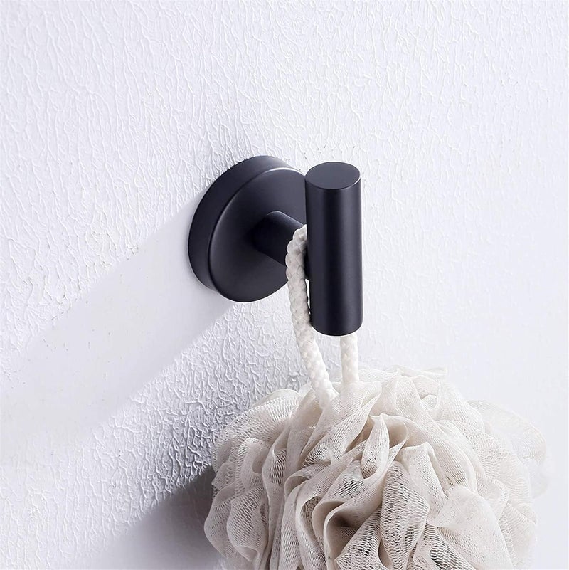 Nolimas Towel Coat Hook Matte Black SUS304 Stainless Steel Bathroom Clothes Cabinet Closet Sponges Robe Hook Wall Mounted Round Kitchen Heavy Duty Door Hanger 6 Packs - Image 4