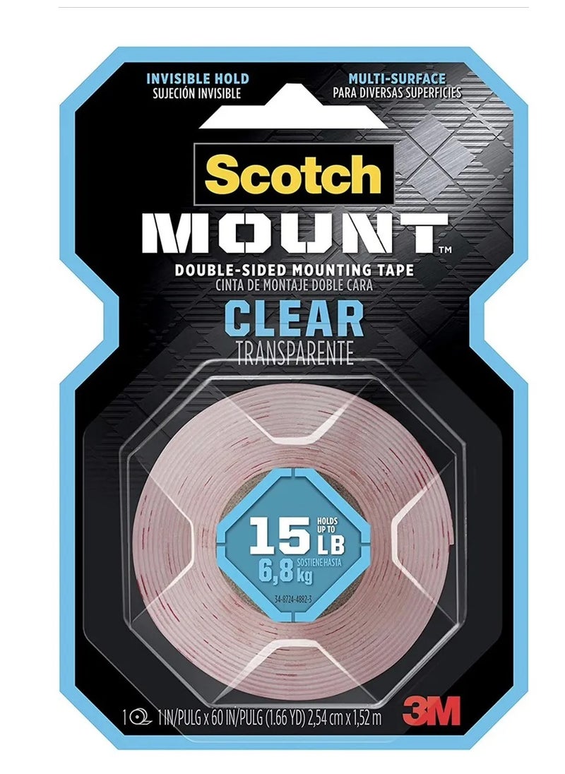 3M 4-Piece Double SIded Mounting Tape Clear 1 Inch Width  - Image 2