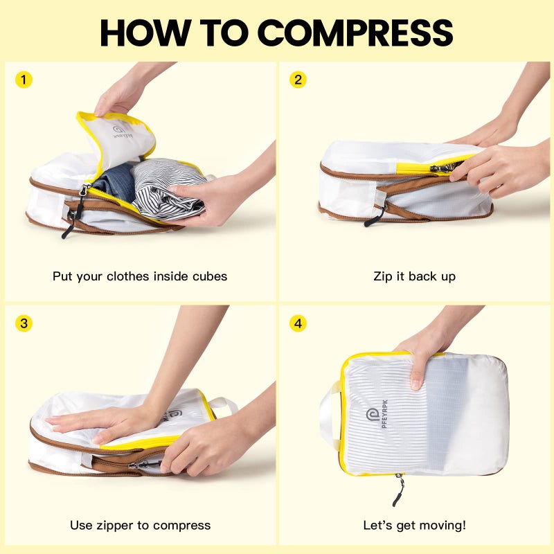 PFEYRPK Lightweight Compression Packing Cubes for Suitcases, Compressible Expandable Travel Packing Organizer with Clear Toiletries and Backpack Bag, Travel Essentials for Carry on Luggage 7 Set - Image 2