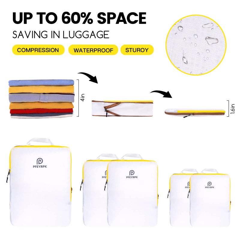 PFEYRPK Lightweight Compression Packing Cubes for Suitcases, Compressible Expandable Travel Packing Organizer with Clear Toiletries and Backpack Bag, Travel Essentials for Carry on Luggage 7 Set - Image 3