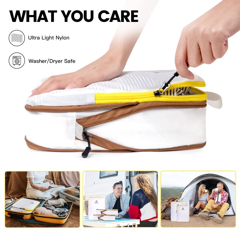 PFEYRPK Lightweight Compression Packing Cubes for Suitcases, Compressible Expandable Travel Packing Organizer with Clear Toiletries and Backpack Bag, Travel Essentials for Carry on Luggage 7 Set - Image 4