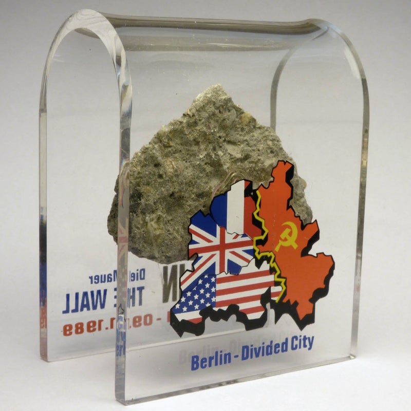BWBS Original Piece of the REAL BERLIN WALL Mounted in Acrylic Display with Certificate of Authenticity - Authentic Historic German Artifact Souvenir from Europe - MEDIUM 3"X3" - Divided City Theme - Image 3