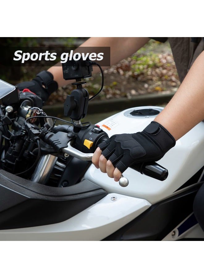 FIORETTO Fingerless Gloves Half Finger Hiking Cycling Driving Motorcycle Climbing Work Gloves Black Large - Image 4
