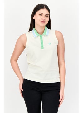 ESPRIT Women Spread Collar Cap Sleeveless Embroidered Top, Cream  - Image 1