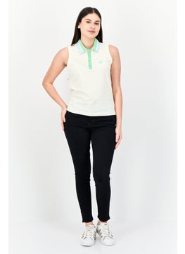 ESPRIT Women Spread Collar Cap Sleeveless Embroidered Top, Cream  - Image 3