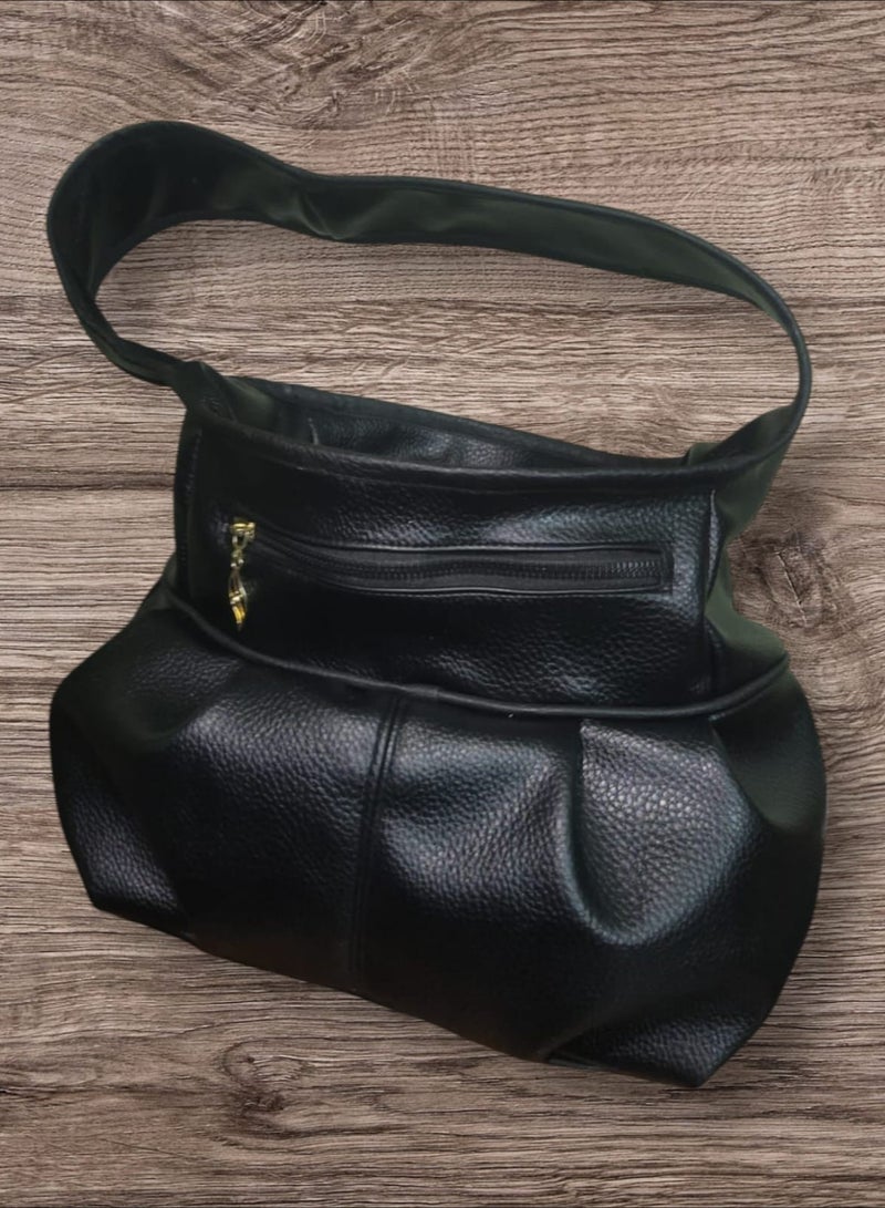 شنطه جلد حريمي ضفاير بلابل-لون اسود  - Image 2