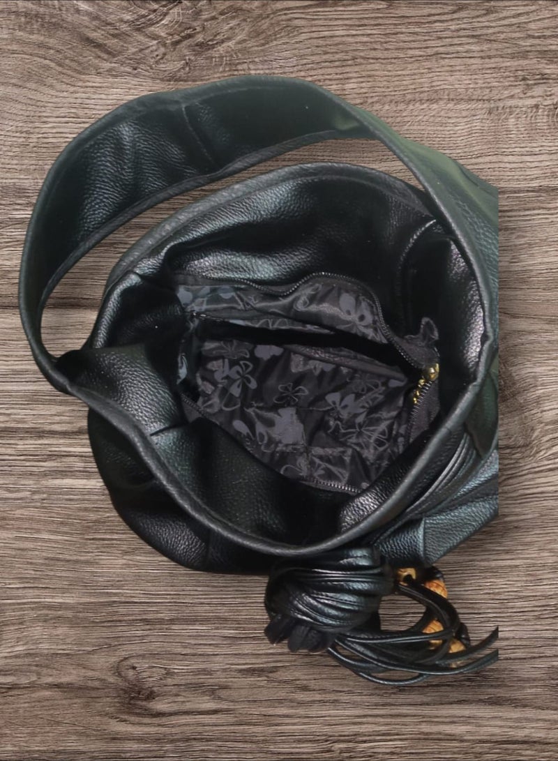 شنطه جلد حريمي ضفاير بلابل-لون اسود  - Image 3