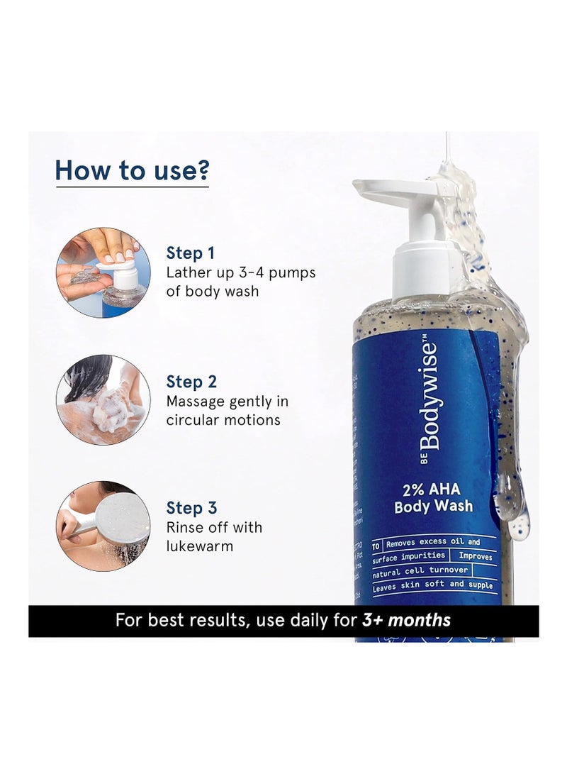 Be Bodywise 2 Percent Body Wash shower gel With 1 Percent Lactic Acid Glycolic Acid 4 Percent Glycerin Exfoliates Promotes Glowing Radiant Skin Smoothens Rough 250 ml - Image 3