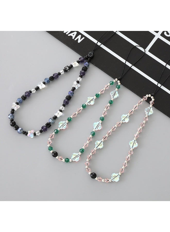 NIBEMINENT Beaded Phone Lanyard, Anti Lost Removable Wrist Strap, Crystal Butterfly Bracelet Pendant, Phone Keychain Lanyard - Image 2