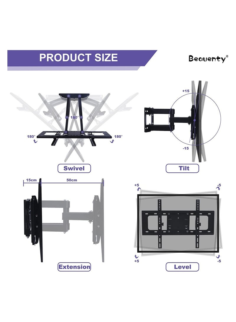 Full Motion TV Stand/TV Wall Mount,Swivel and Tilt for Most 32-70Inch Flat Screen TV,Rugged TV Mount Articulating Dual Arms,Standard Load 66 Ibs - Image 3