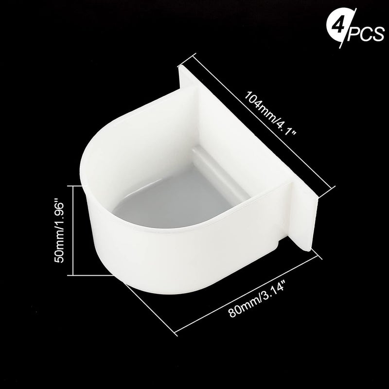 AHANDMAKER 4 Pcs Parrot Cage Replacement Food and Water Cup, White Bird Feeders Winged Universal Cage Plastic Cups Pet Supplies for Small Bird - Image 2