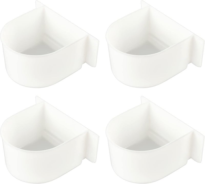 AHANDMAKER 4 Pcs Parrot Cage Replacement Food and Water Cup, White Bird Feeders Winged Universal Cage Plastic Cups Pet Supplies for Small Bird - Image 1