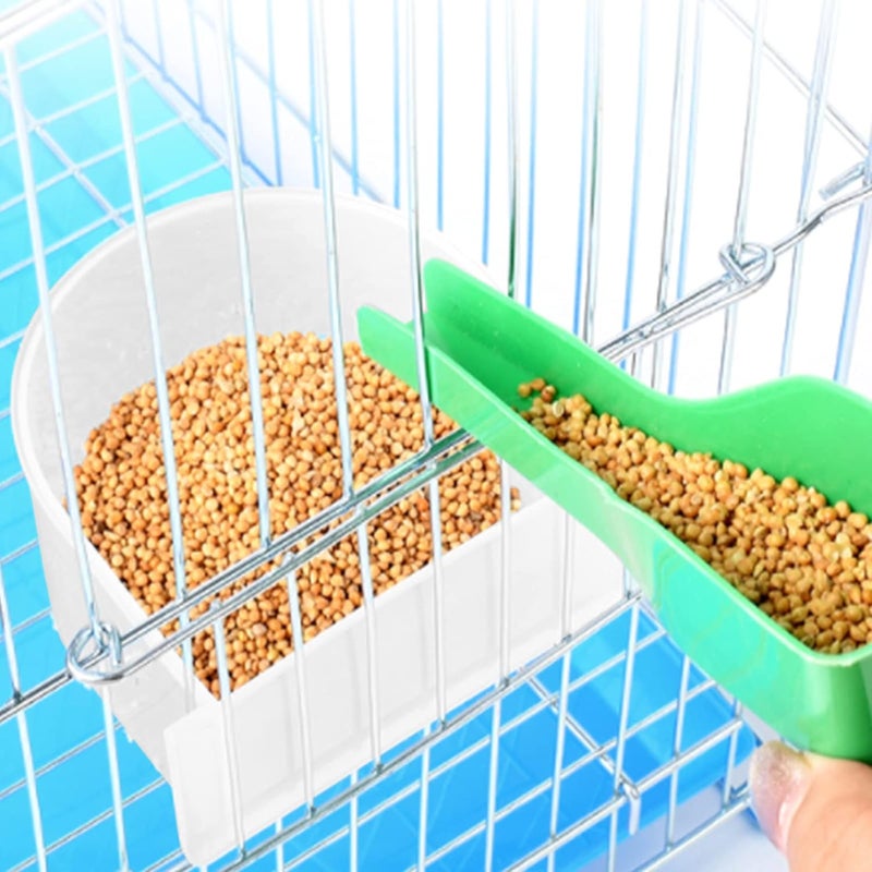 AHANDMAKER 4 Pcs Parrot Cage Replacement Food and Water Cup, White Bird Feeders Winged Universal Cage Plastic Cups Pet Supplies for Small Bird - Image 5