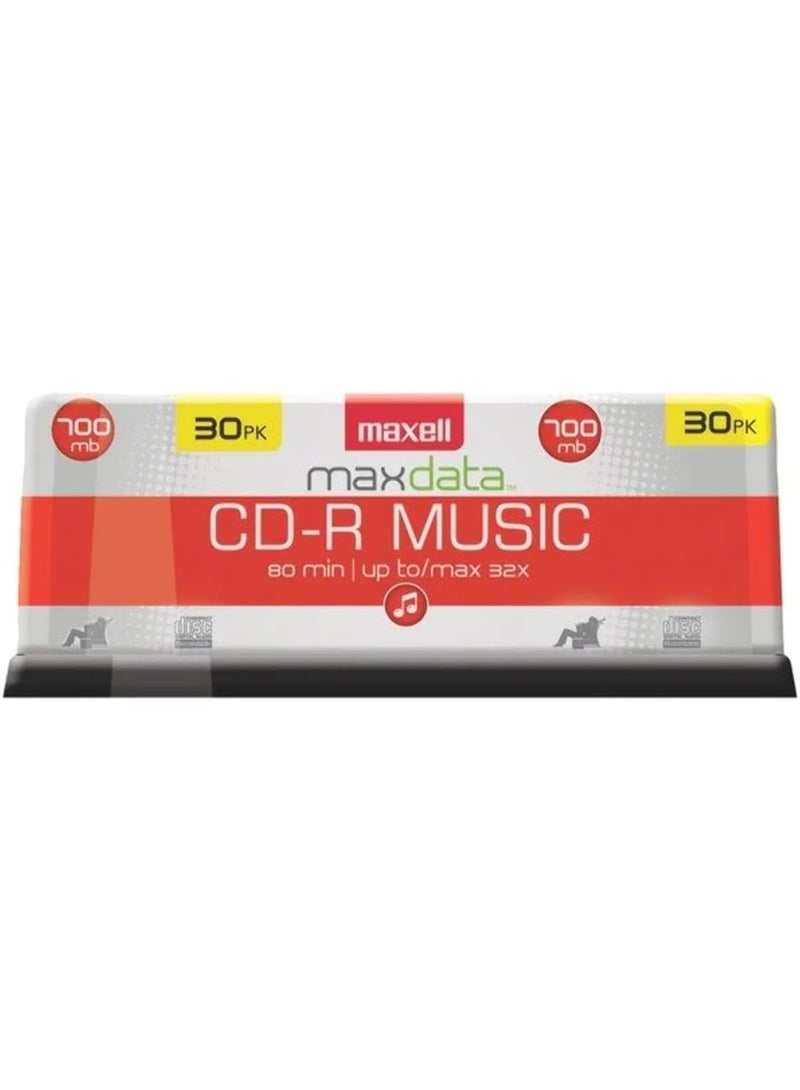 Maxell – 625335, Premium Quality Noise free Surface Playback Recordable CDs 700Mb Storage – 32x, Write Speed 80 minutes - Blank CDs, CD Storage & Reusable Spindle Case Holder – 30 Pack