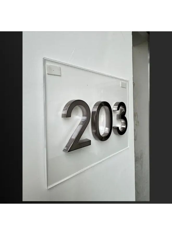 3D Resin House Number Plaque 60x38x8mm Adhesive Bold Black Characters For Easy Reading - Image 2