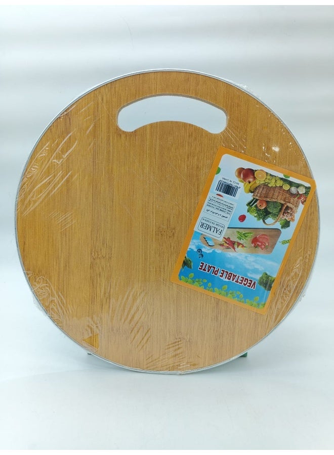 Genaric لوح تقطيع دائري من الخيزران مع حافة من الألومنيوم - قطعة أساسية أنيقة للمطبخ