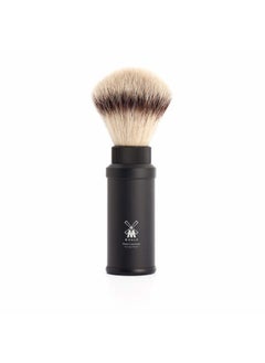 M MÜHLE Travel Black Aluminum Silvertip Fibre Shaving Brush - Portable Synthetic Luxury Shave Brush for Men, Rich Lather  - Image 1