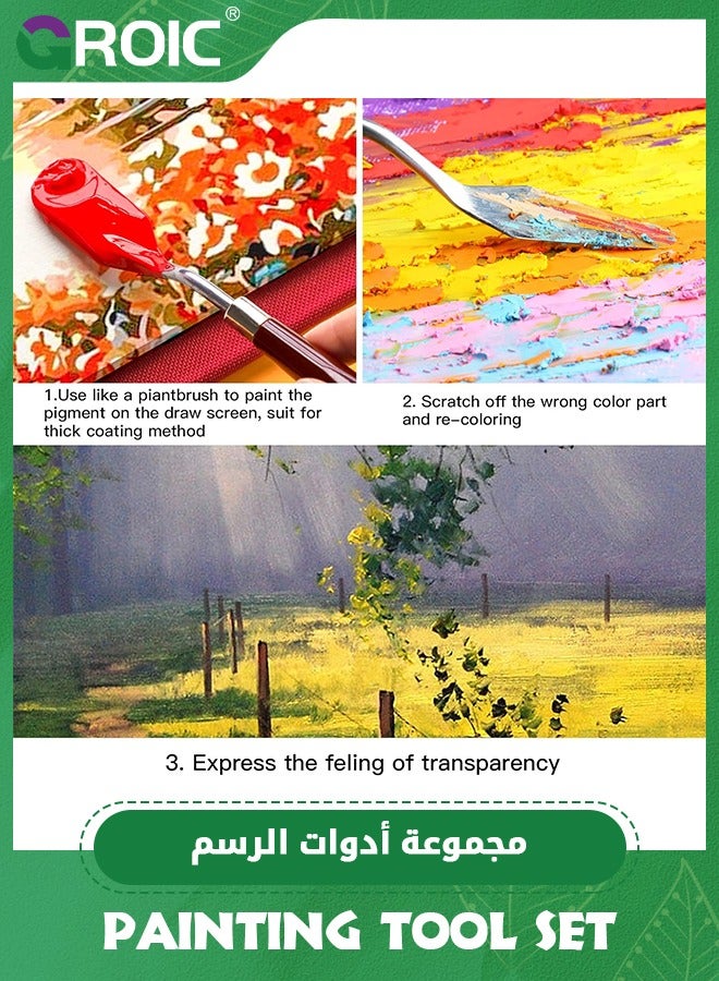 GROIC 10 قطع سكين لوحة، مجموعة سكاكين طلاء من الفولاذ المقاوم للصدأ، سكين ملعقة مرنة، سكاكين فنان معدنية، ملحقات الطلاء الزيتي، مكشطة خلط الألوان للزيت، طلاء الأكريليك، أجزاء الطلاء - Image 5