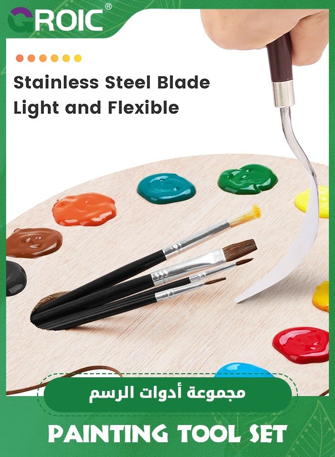 GROIC 10 قطع سكين لوحة، مجموعة سكاكين طلاء من الفولاذ المقاوم للصدأ، سكين ملعقة مرنة، سكاكين فنان معدنية، ملحقات الطلاء الزيتي، مكشطة خلط الألوان للزيت، طلاء الأكريليك، أجزاء الطلاء - Image 4