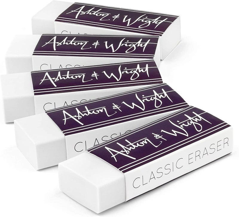 Ashton and Wright - Classic Eraser - Latex Free Plastic Rubber - Pack of 5 White - Image 1