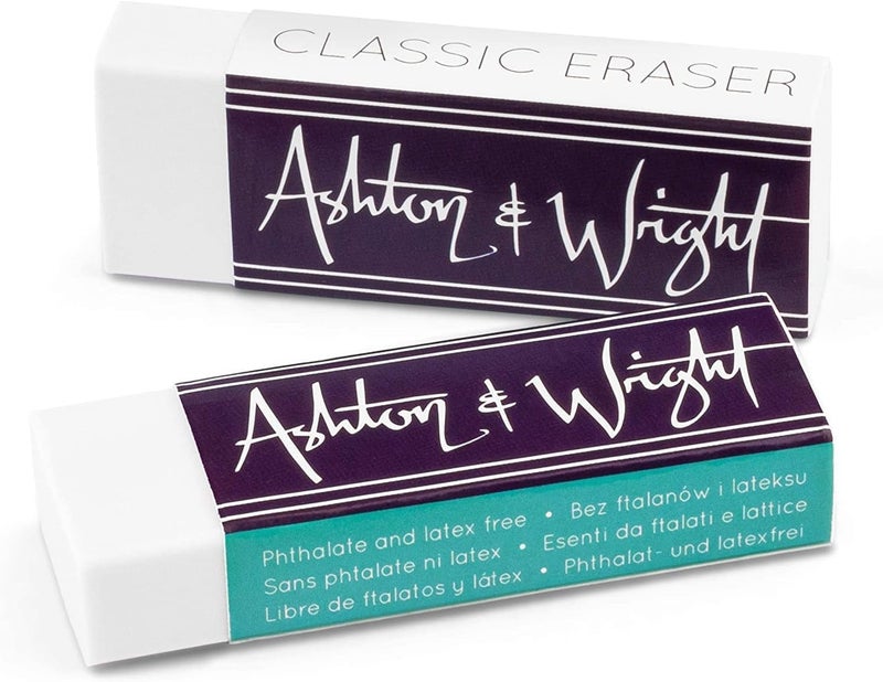 Ashton and Wright - Classic Eraser - Latex Free Plastic Rubber - Pack of 5 White - Image 3