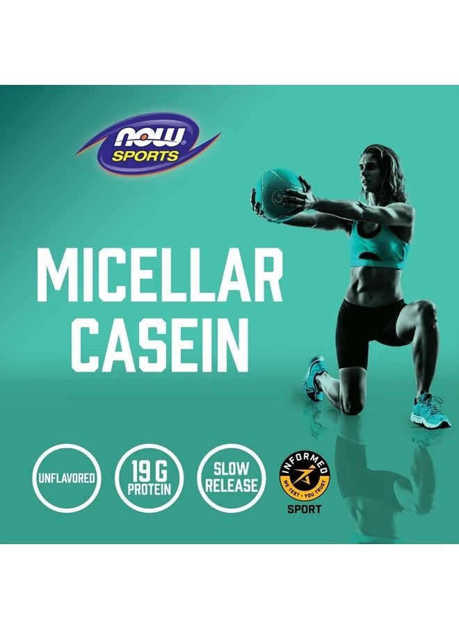now - Sports Nutrition, Micellar Casein 19 g, Slow Release, Unflavored Powder, 1.8-Pound - Image 1