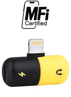2-In-1 Mini Dual Lightning Splitter Adapter Yellow/Black