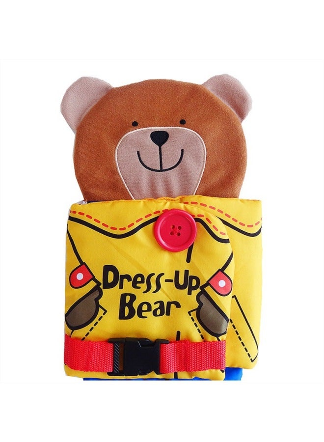 JJOVCE Bear Dressing Zipper Button Three-dimensional Cloth Book Baby Multi-functional Baby Educational Cloth Book Shoes-Color:Button Bear Cloth Book-Specifications:Standard  - Image 5