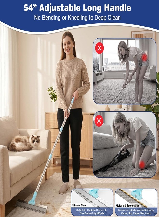 Finvizo Carpet Rake for Pet Hair Removal: Adjustable 54" Handle No Bending - Image 2