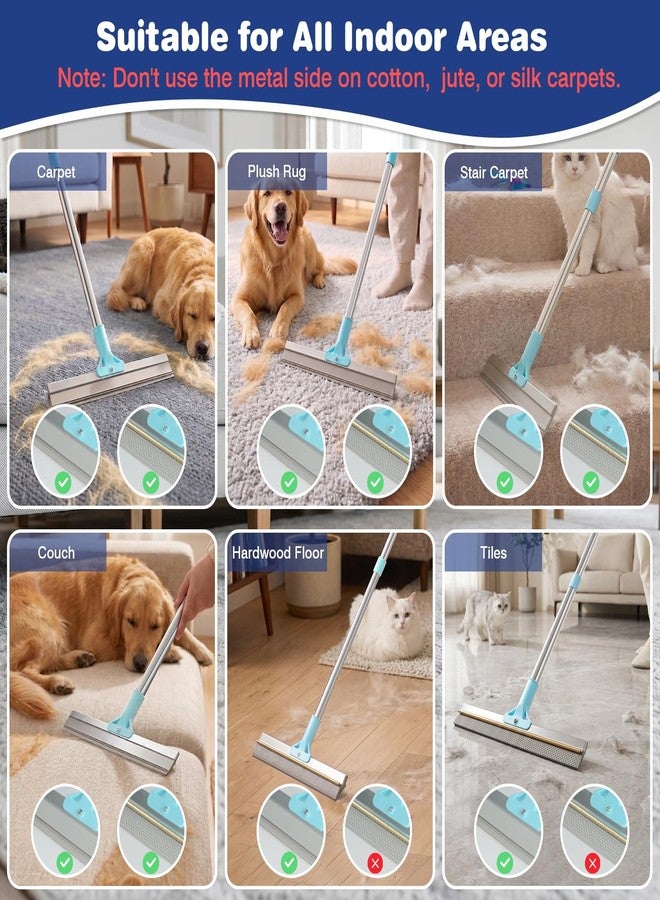 Finvizo Carpet Rake for Pet Hair Removal: Adjustable 54" Handle No Bending - Image 5
